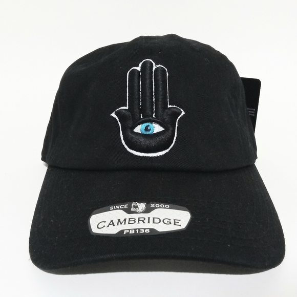 Spiritual Hamsa Hand 3rd Eye Symbol 3D Embroidered Baseball Cap Hat Black - Picture 2 of 5
